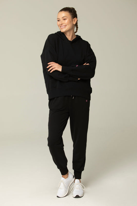 Chill Mode Oversized Sweatshirt with Hood in BLACK view 2 - Relaxed Fit - Sweatshirt Hood (top)