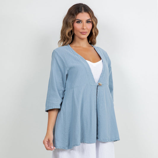 Chinatown Elbow Length Cotton Gauze Jacket in 0 (XS/S) view 2 (layer)