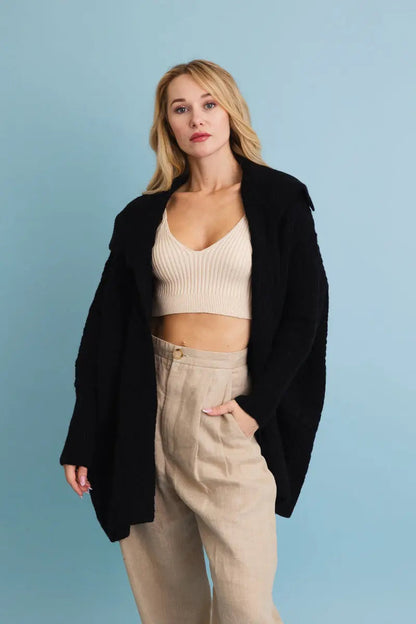 Chunky Cable Knit Oversized Poncho Cardigan Top - MeeeShop Women's Fashion