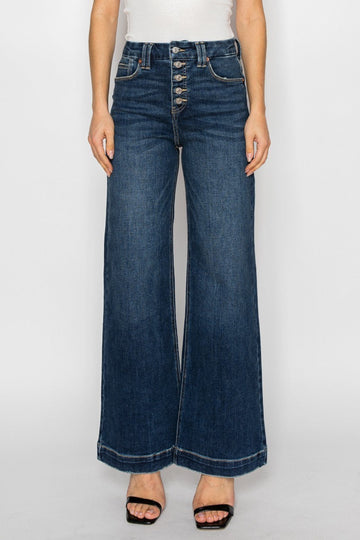 Cindy Tummy Control 90's Vintage Stretch Wide Jeans - MeeeShop Women's Fashion