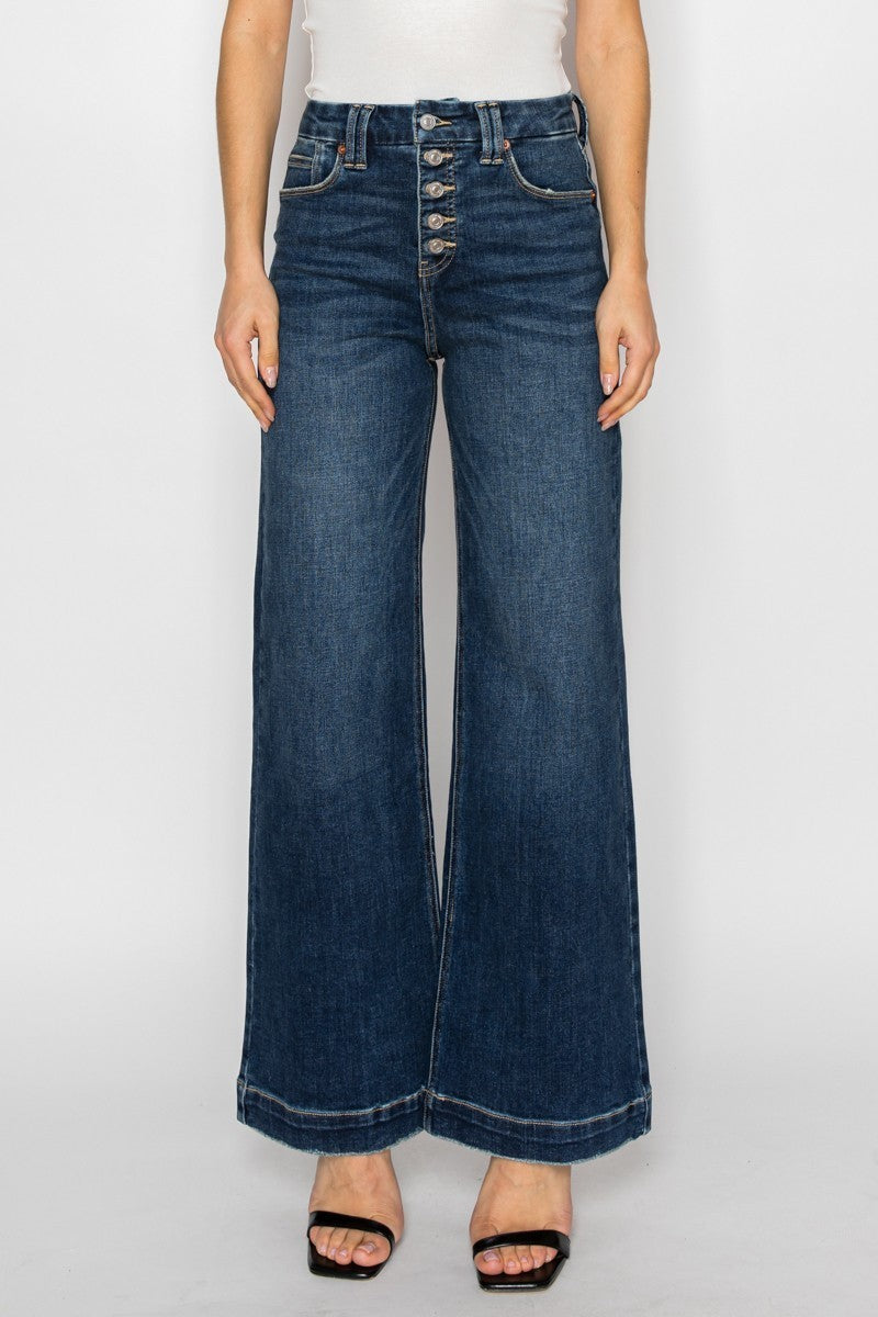 Cindy Tummy Control 90's Vintage Stretch Wide Jeans in 3 (25) view 2 - Curvy Fit (bottom)