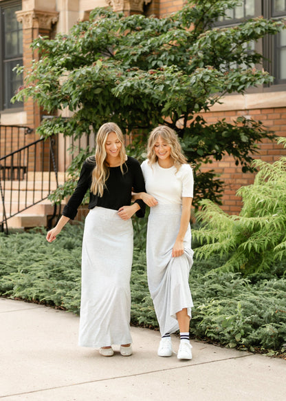 Clarise Heather Gray Premium Knit Maxi Skirt view 10 - Fall Wardrobe Essential (dress)