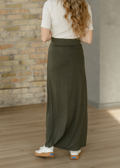 Clarise Olive Premium Knit Maxi Skirt in XL view 5 - Fall Wardrobe Essential (dress)