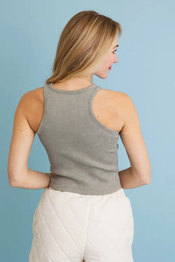 Classic Basic Washed Ribbed Tank Top - MeeeShop Women's Fashion