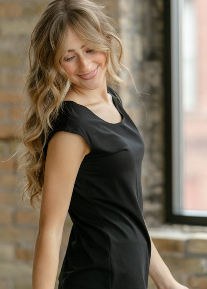 Classic Black Cap Sleeve Tank in M view 3 - Classic Black Tank Top