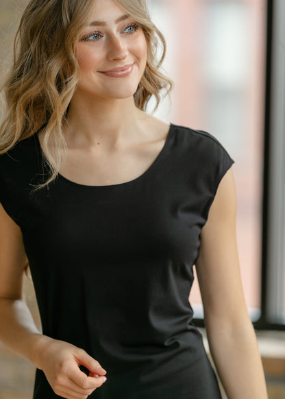 Classic Black Cap Sleeve Tank in XL view 5 - Classic Black Tank Top