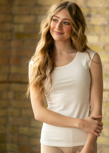 Classic Ivory Cap Sleeve Tank in S view 2 - Cap Tank (top)