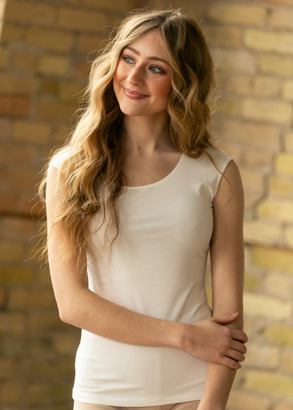 Classic Ivory Cap Sleeve Tank in XS - Cap Tank (top)