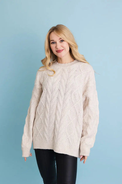 Classic Soft Cable Knit Pullover Sweater - MeeeShop Women's Fashion