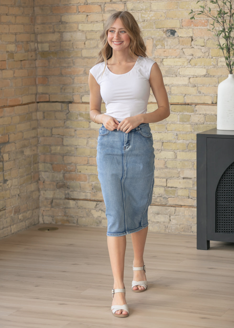 Classic White Cap Sleeve Tank in 1XL view 6 - Classic White Tank Top