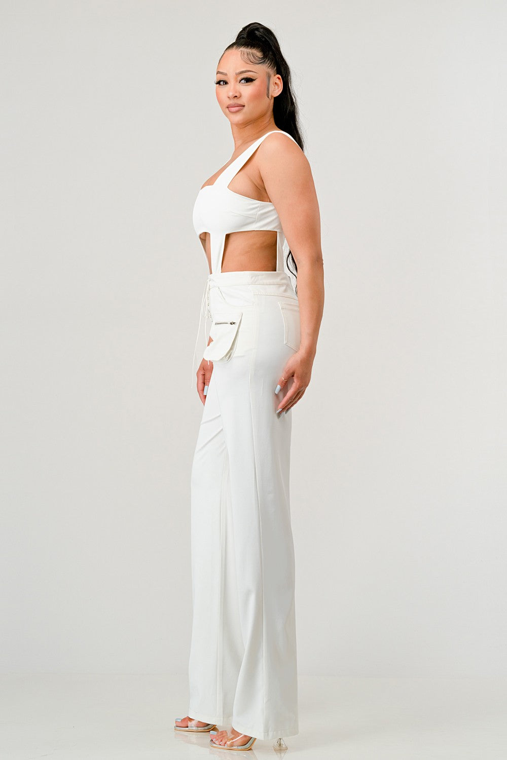 Classic White Cut Out Matching Set in Large view 3 - Classic White Collection (one-piece)