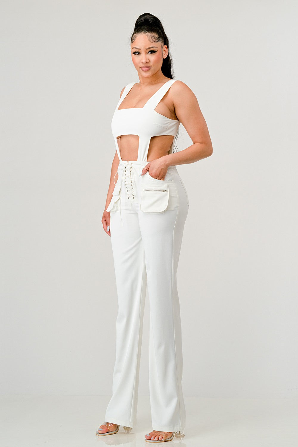 Classic White Cut Out Matching Set view 4 - Classic White Collection (one-piece)