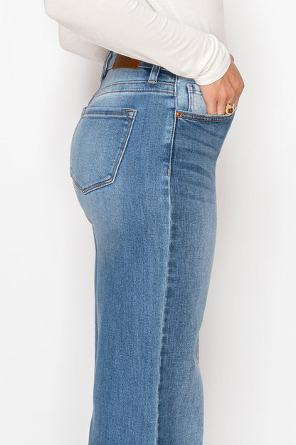 Claudia Tummy Control 90's Vintage High Rise Stretch Wide Jeans view 10 - High-Waisted (bottom)