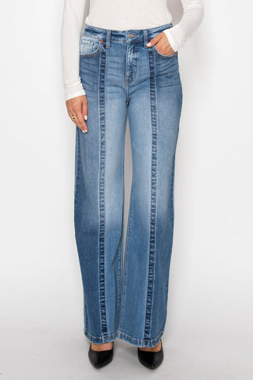 Claudia Tummy Control 90's Vintage High Rise Stretch Wide Jeans - MeeeShop Women's Fashion