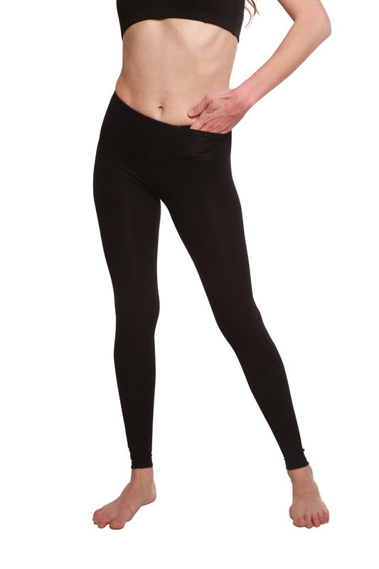 Clearance Women's Bamboo/cotton Full Length Legging in Black in Medium - Clearance Womens Black Boots (bottom)