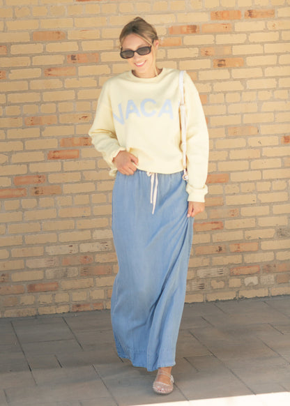 Cleo Medium Wash Chambray Maxi Skirt in XL view 5 (dress)