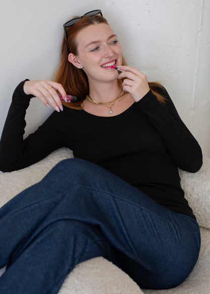 Clover V Neck Long Sleeve in S view 4 - Shamrock Long Sleeve (top)