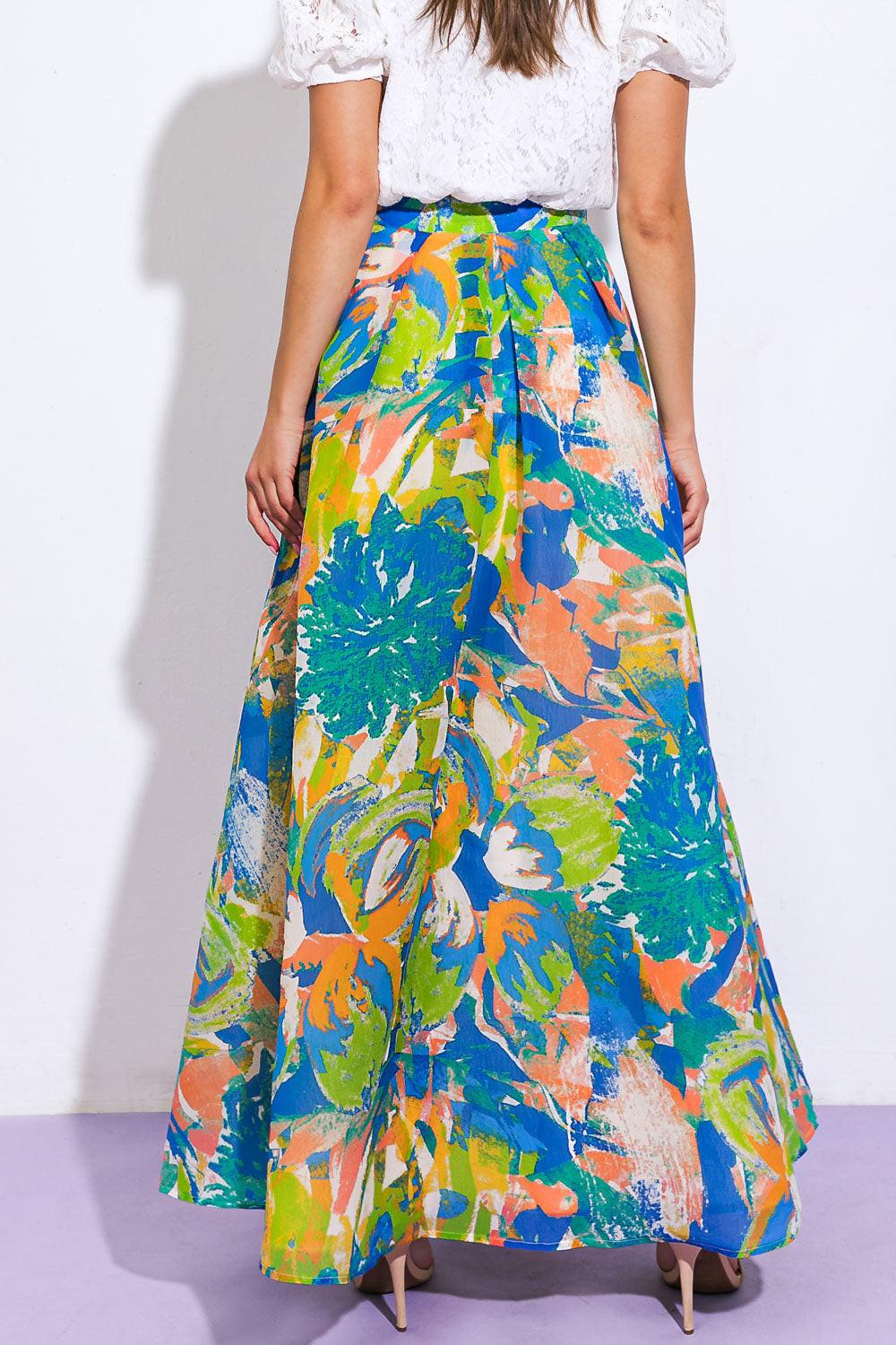 Coastal Chic Woven Maxi Skirt in BLUE view 2 - Seaside Chic Skirt Set Yellow Combo (dress)