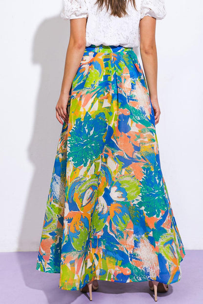Coastal Chic Woven Maxi Skirt in BLUE view 2 - Seaside Chic Skirt Set Yellow Combo (dress)