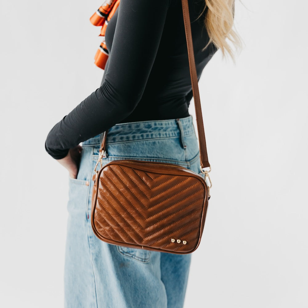 Coco Quilted Camera Crossbody Bag in Maroon view 4 - Coco Quilted Bag
