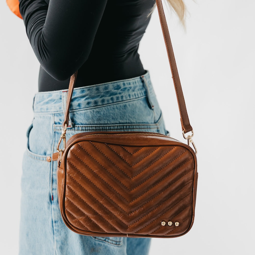 Coco Quilted Camera Crossbody Bag in Mocha view 3 - Coco Quilted Bag