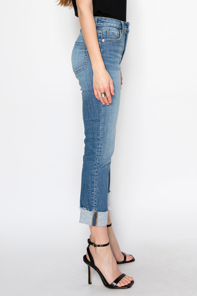 Colette Tummy Control High Rise Straight Leg Jeans in 7 (27) view 3 - High-Waisted (bottom)
