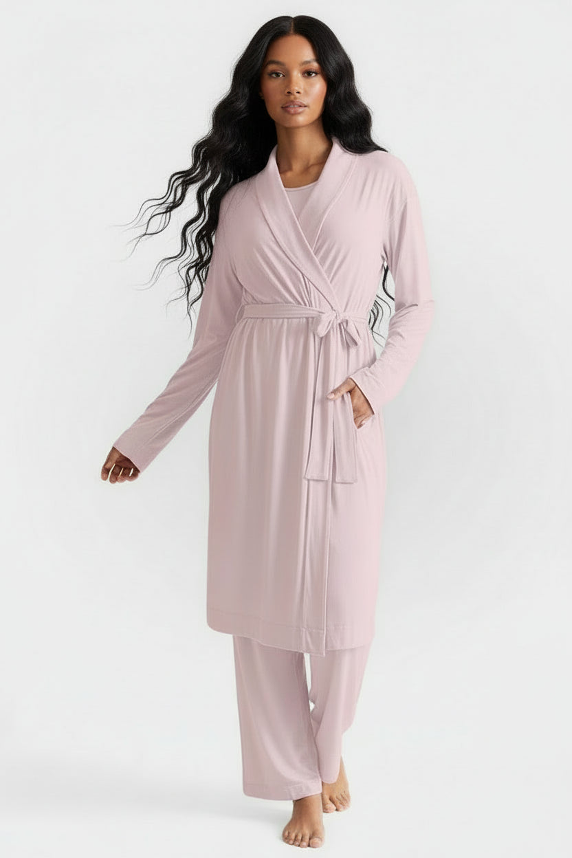 Collagen Lounge Robe - Black in Pearl Grey view 3 - Robe Black (piece)