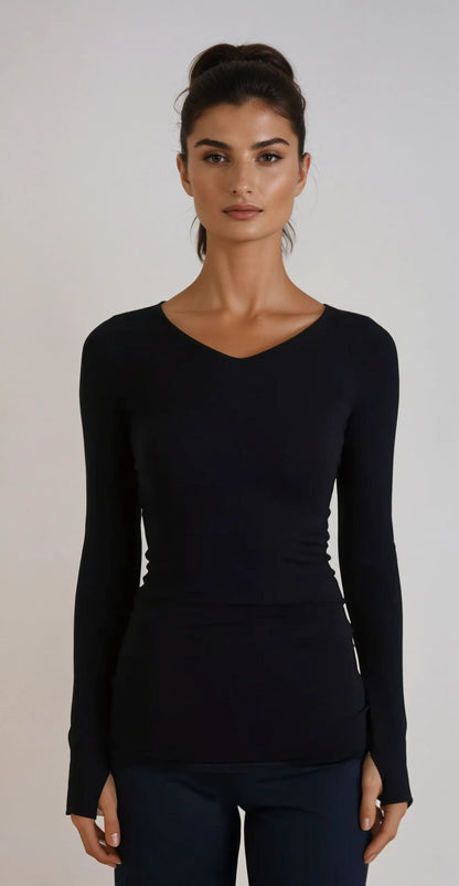 Collagen V-neck in Black view 5 - Collagen Neck Mask (top)