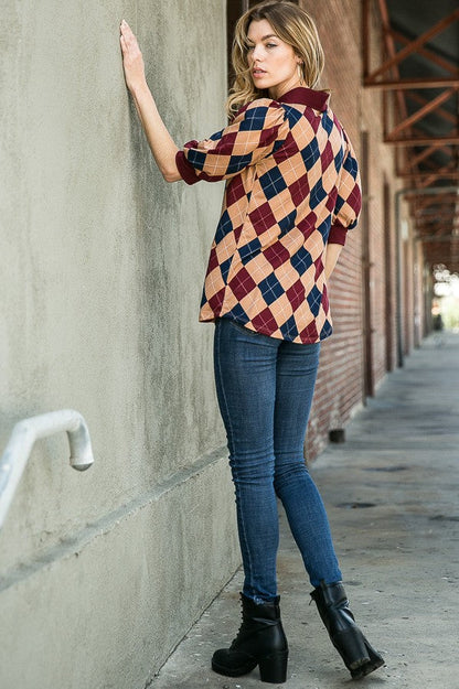 Collared Argyle Top view 5 - Argyle Collared Top