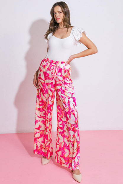 Coming to My Senses Woven Pants in FUCHSIA IVORY (bottom)