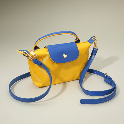 Compact Two Tone Handbag Crossbody Bag in Blue, Yellow view 2 - Bag Handbag