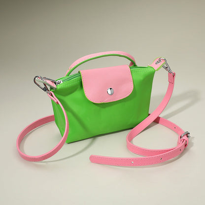 Compact Two Tone Handbag Crossbody Bag in Pink&Green view 3 - Bag Handbag