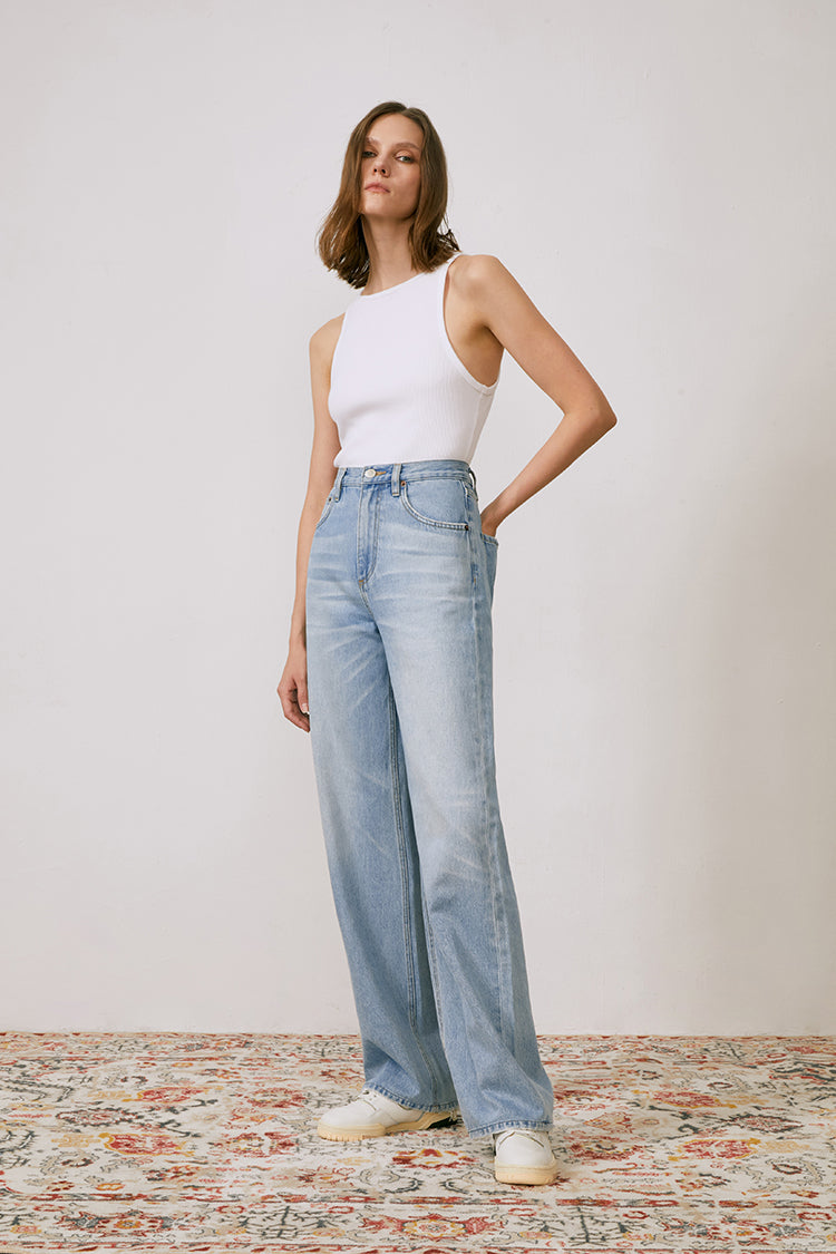 Coney Island Whitefish High Rise Wide Jeans Hj007 in Walking Slow view 33 - High-Waisted - Coney Island Picnic Jeans