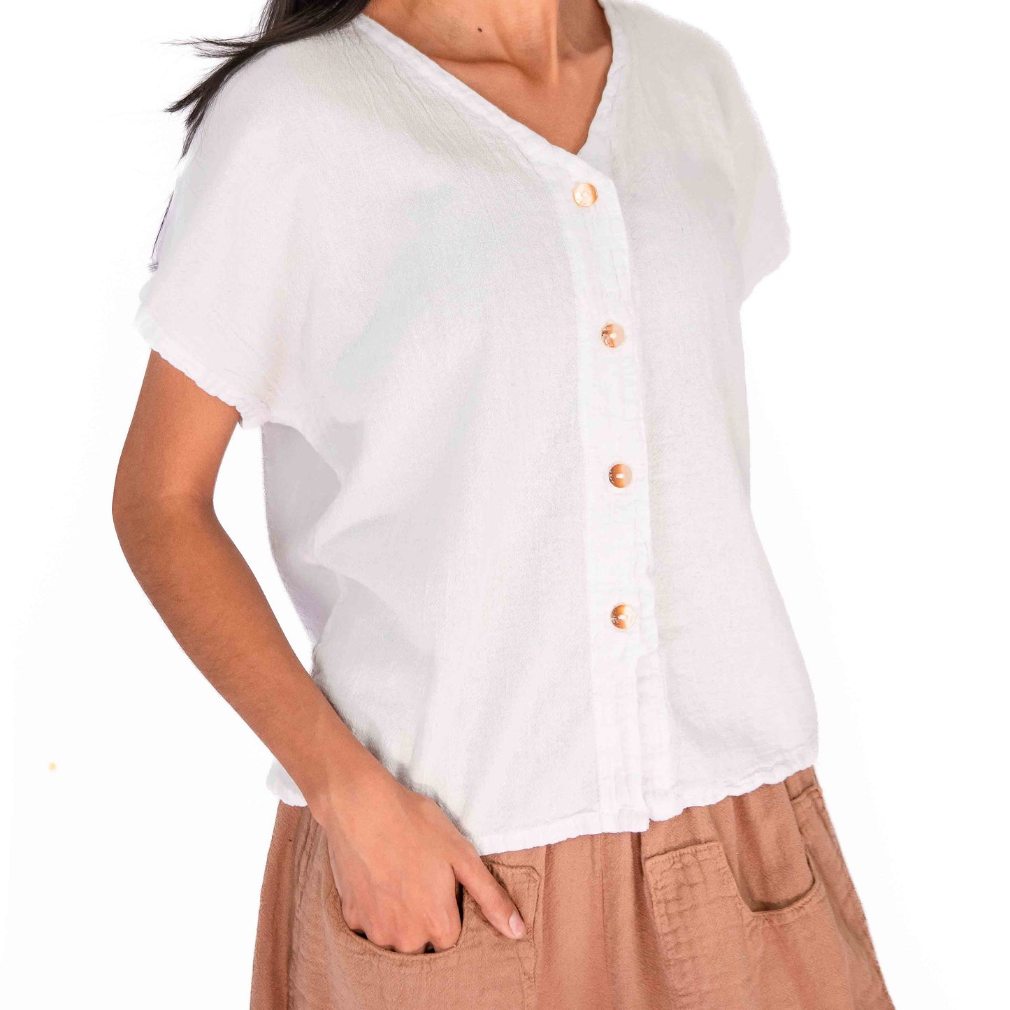 Constance Top -100% Cotton Gauze - New Colors! in Peacock/Size OSFM view 17 - Colors Top