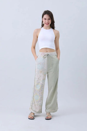 Contrast Pants – Mismatched Legs & Tie-waist for Lounging - MeeeShop Women's Fashion