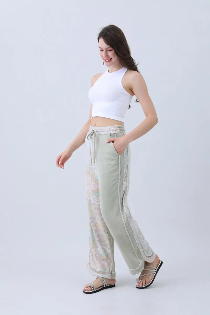 Contrast Pants – Mismatched Legs & Tie-waist for Lounging - MeeeShop Women's Fashion