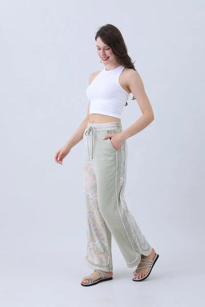Contrast Pants – Mismatched Legs & Tie-waist for Lounging - MeeeShop Women's Fashion