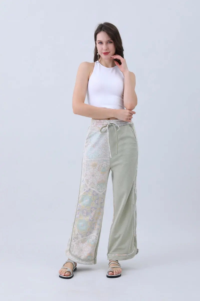 Contrast Pants – Mismatched Legs & Tie-waist for Lounging - MeeeShop Women's Fashion