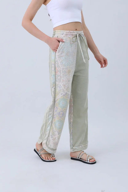 Contrast Pants – Mismatched Legs & Tie-waist for Lounging - MeeeShop Women's Fashion