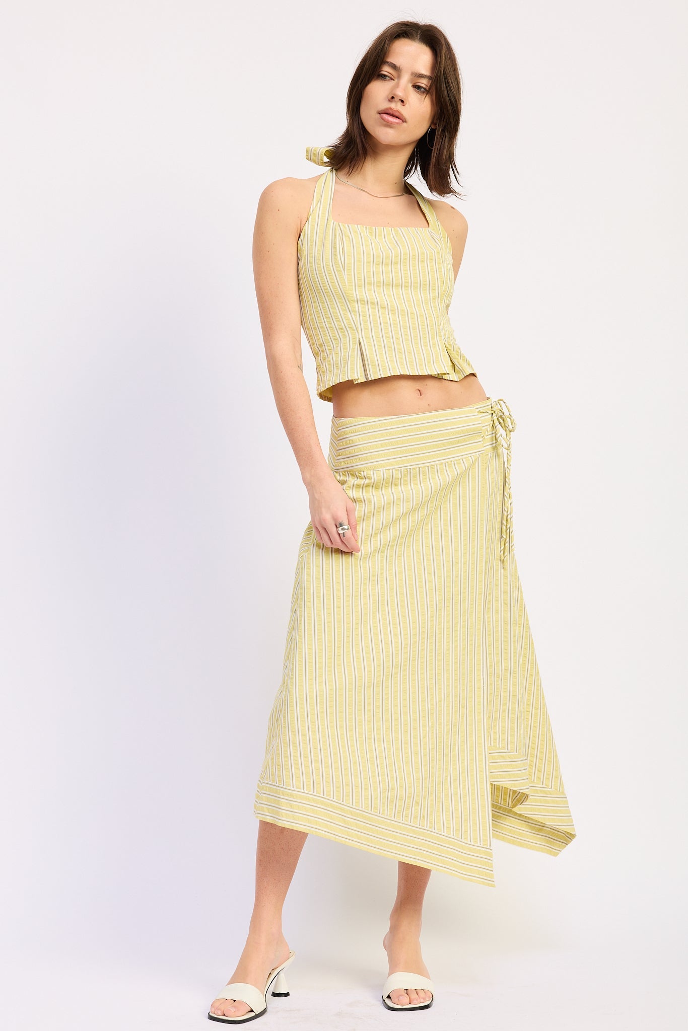 Cordelia Halter Top in Pink Stripe view 4