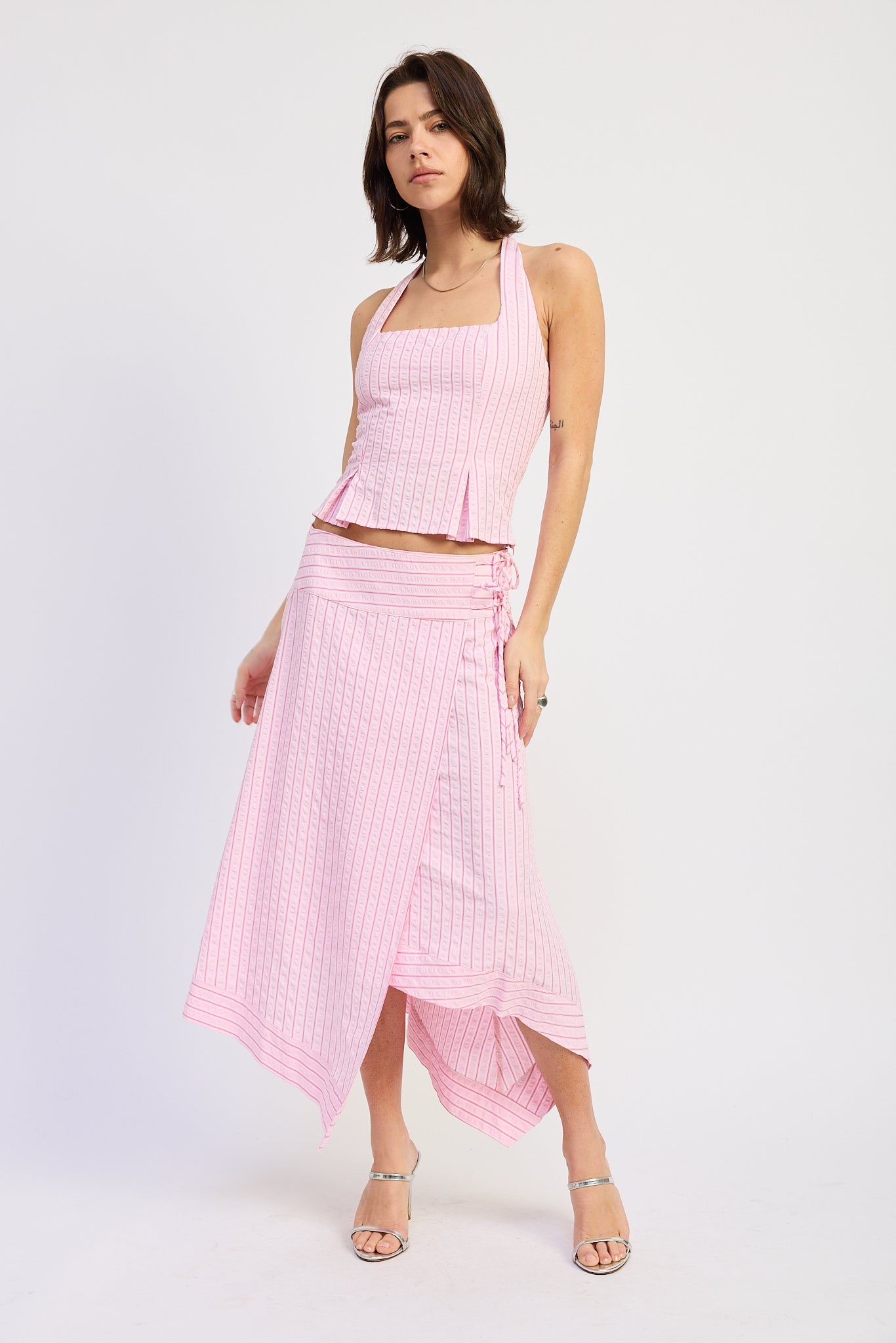 Cordelia Halter Top in Pink Stripe view 5