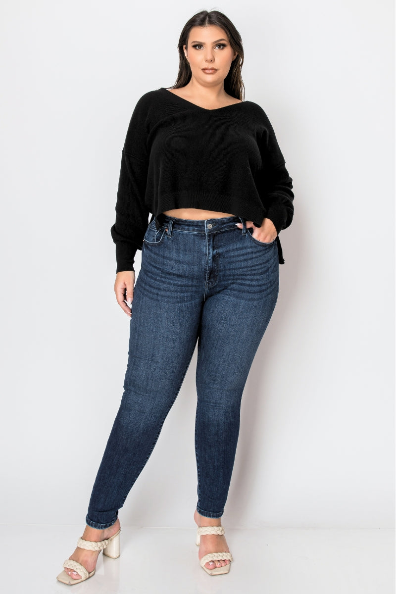 Corset plus Super Skinny Jeans in P-16 - Corset Jeans Plus Size (bottom)
