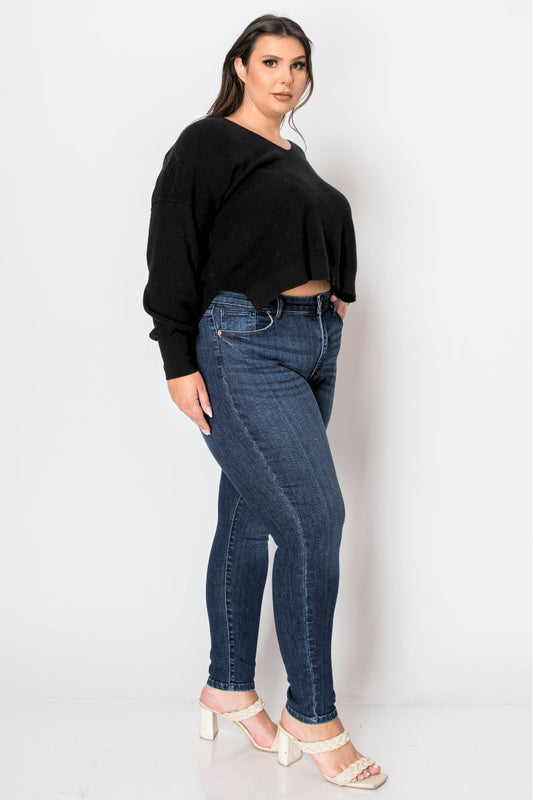 Corset plus Super Skinny Jeans in P-18 view 2 - Corset Jeans Plus Size (bottom)