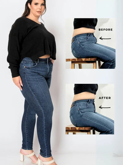 Corset plus Super Skinny Jeans in P-22 view 4 - Corset Jeans Plus Size (bottom)