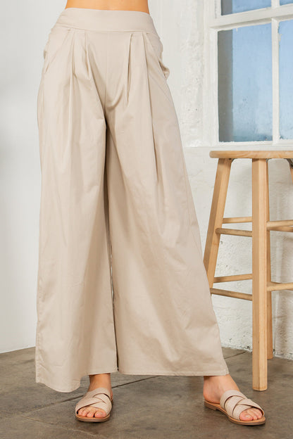 Cotton Wide Leg Pants with Side Pockets view 5 - Cotton Wide Leg Pants With Pockets (bottom)