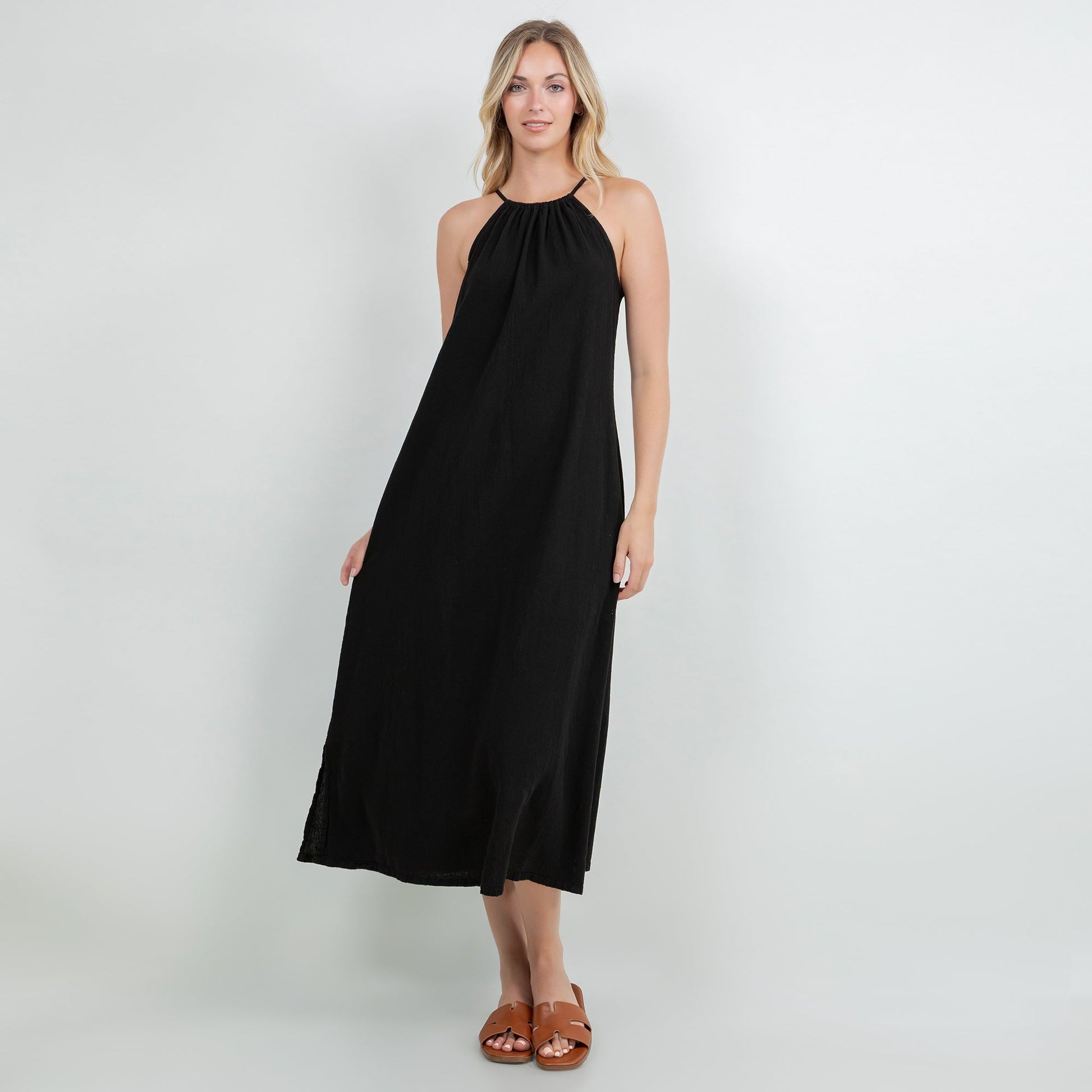 Cottonways Caterina Dress 100% Cotton Gauze in Caspian view 4 - Cottonways Dresses