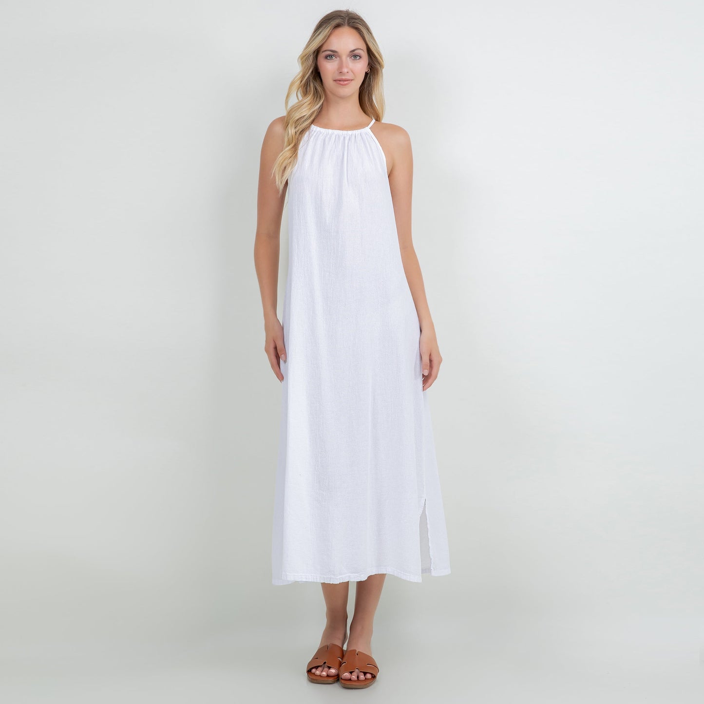 Cottonways Caterina Dress 100% Cotton Gauze in Iron view 7 - Cottonways Dresses