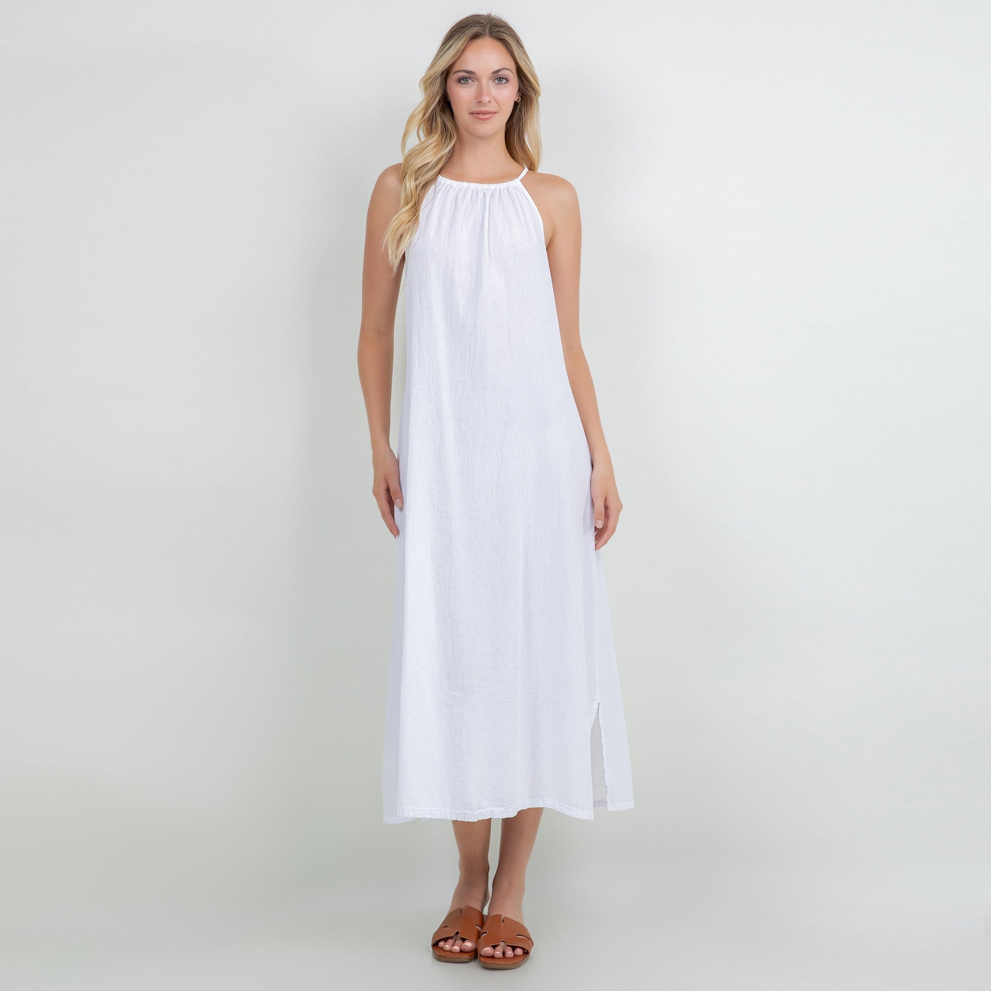 Cottonways Caterina Dress 100% Cotton Gauze in Iron view 7 - Cottonways Dresses