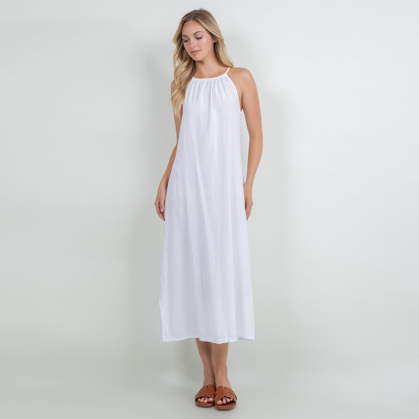 Cottonways Caterina Dress 100% Cotton Gauze in Island view 8 - Cottonways Dresses