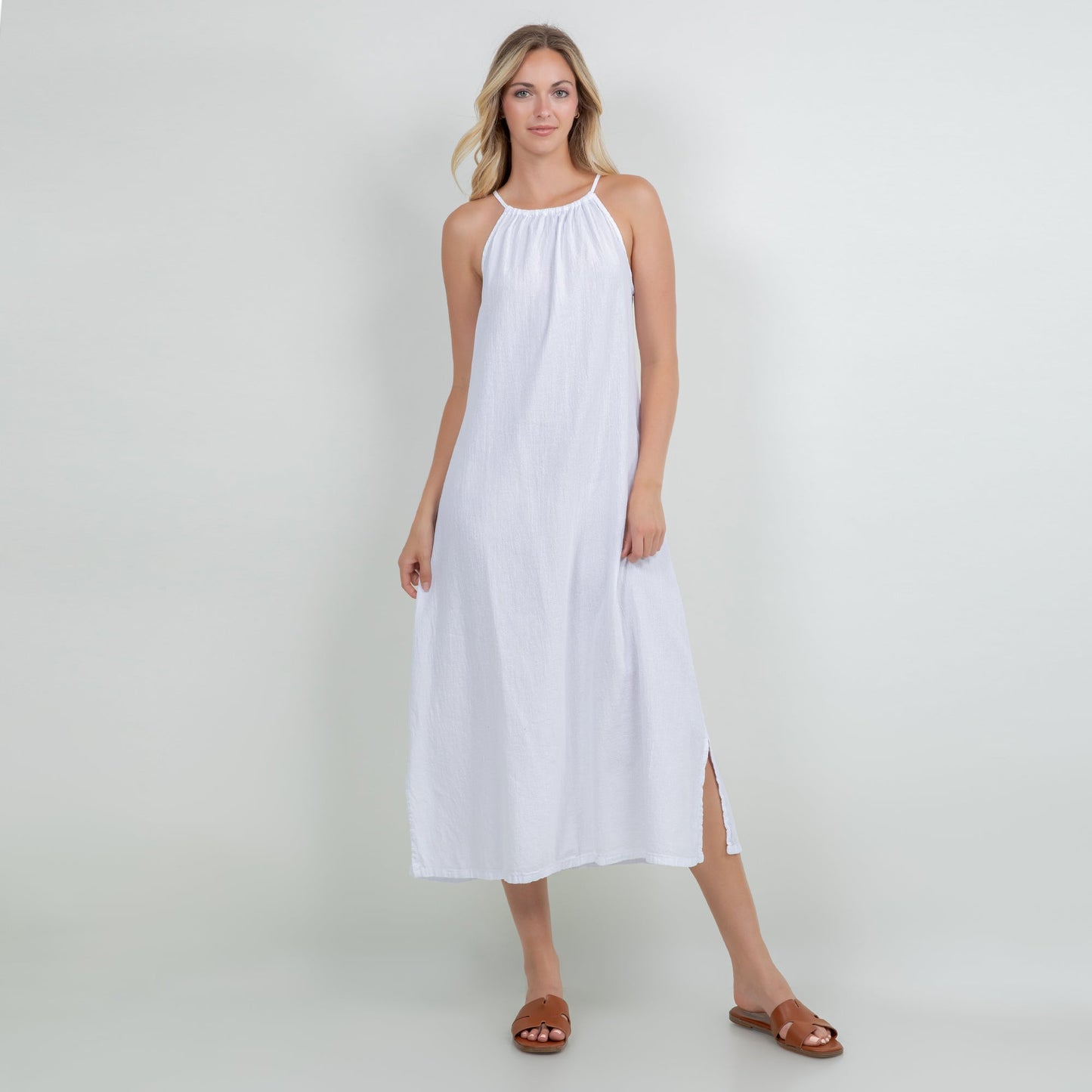 Cottonways Caterina Dress 100% Cotton Gauze in Ivory view 9 - Cottonways Dresses